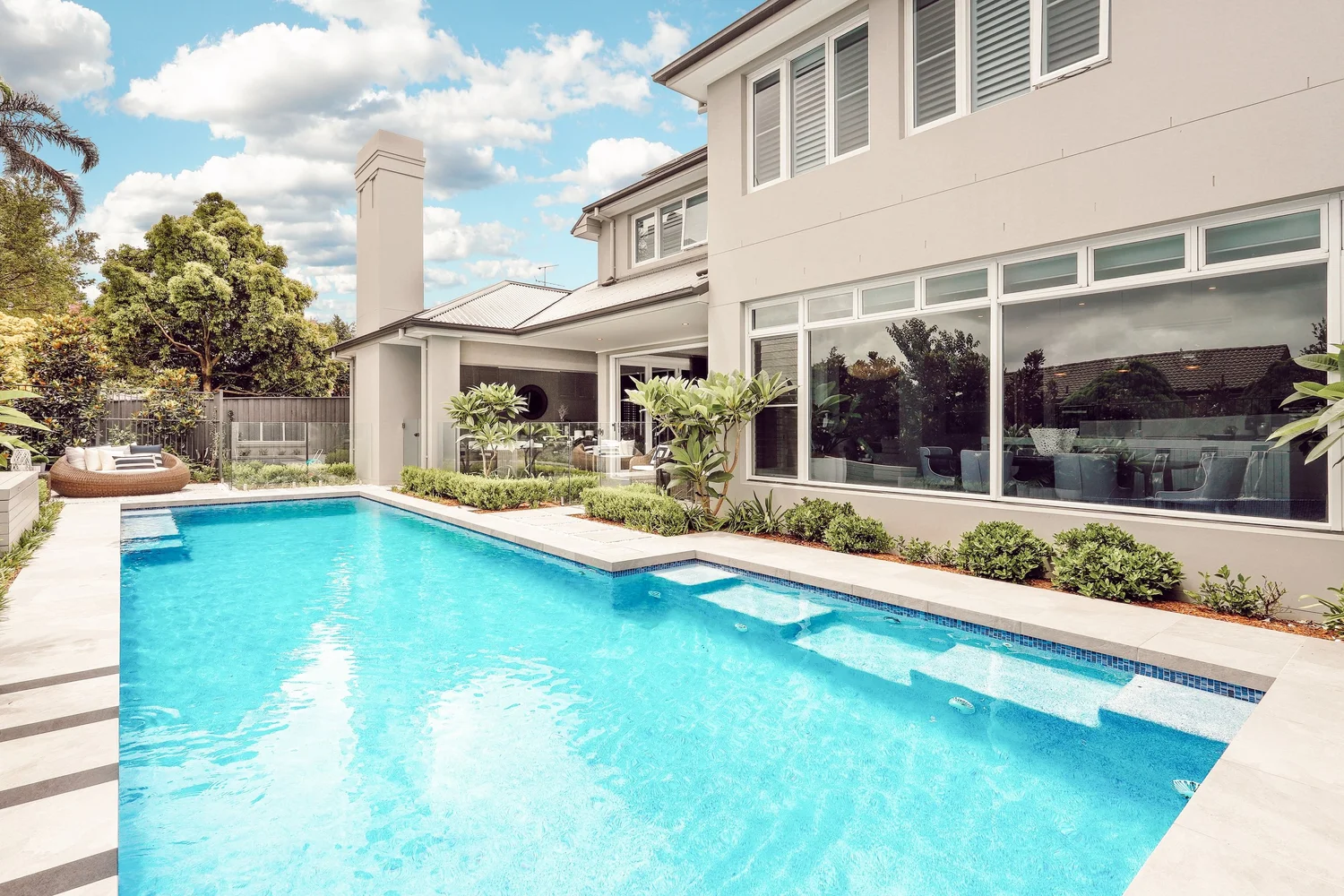 Family concrete pool built by Concept Pools Australia in Castle Hill